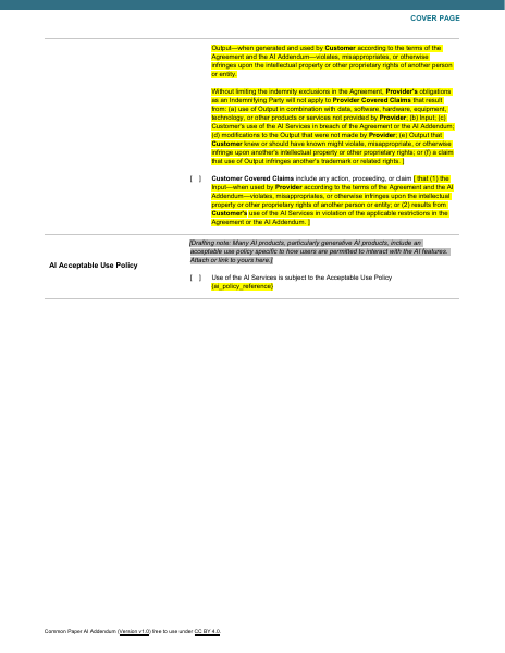 Common Paper AI Addendum In-App template preview