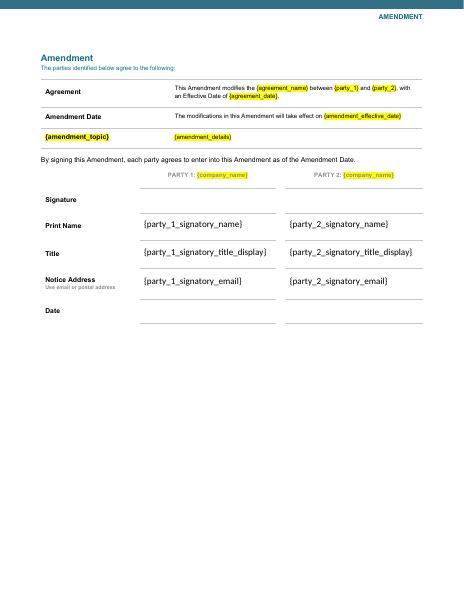 Common Paper Amendment template preview