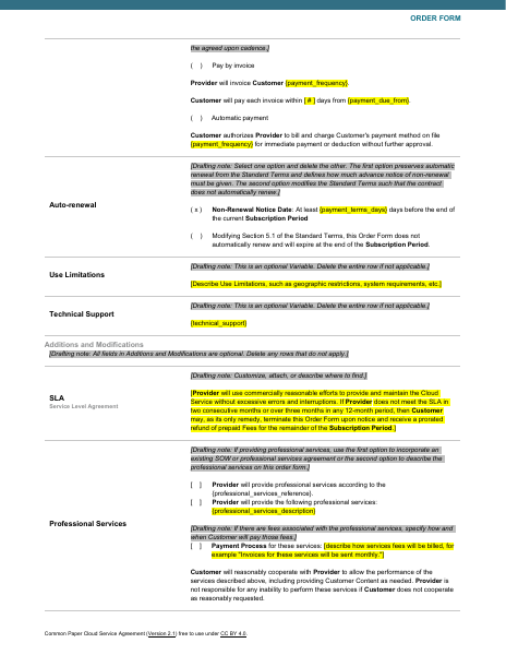 Common Paper CSA With AI template preview