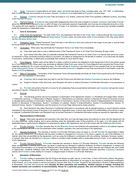 Common Paper Software License Agreement template preview
