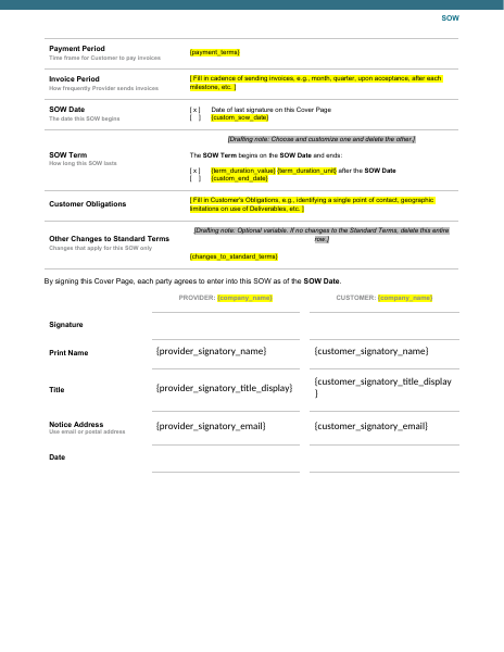 Common Paper Statement of Work template preview